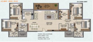Floor Plan in 4 BHK Apartment at Shreeji Divine, Kharghar Sector 36 – for Sale