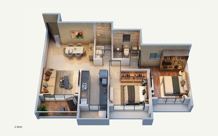 Floor Plan, ellora-rainbow-life 2 Bedroom 672 Sq.Ft. Apartment In Rohinjan Navi Mumbai 9524207
