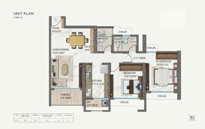 Floor Plan in 2 BHK Apartment at Ellora Rainbow Life, Rohinjan – for Sale