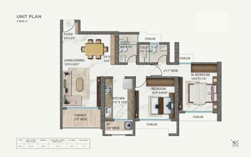 Floor Plan in 2 BHK Apartment at Ellora Rainbow Life, Rohinjan – for Sale