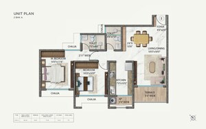 Floor Plan in 2 BHK Apartment at Ellora Rainbow Life, Rohinjan – for Sale