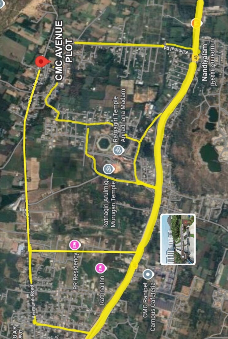 Map Location, arcot  1000 Sq.Ft. Plot In Arcot Vellore 9524768