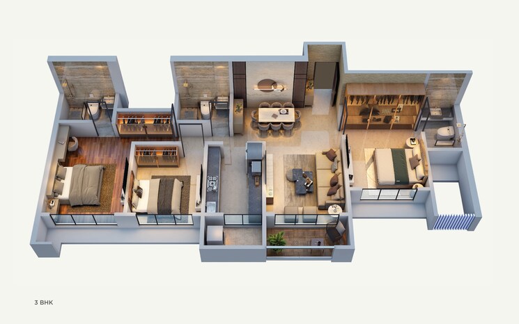 Floor Plan, ellora-rainbow-life 3 Bedroom 897 Sq.Ft. Apartment In Rohinjan Navi Mumbai 9524920