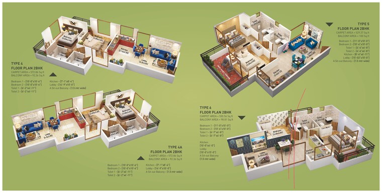 Floor Plan, breez-global-heights-89 3 Bedroom 745 Sq.Ft. Apartment In Sector 89 Gurgaon 9526678