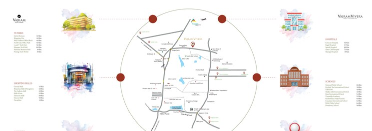 Map Location, vajram-vivera 3 Bedroom 2069 Sq.Ft. Apartment In Kogilu Bangalore 9529408