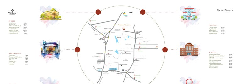 Map Location, vajram-vivera 3 Bedroom 2069 Sq.Ft. Apartment In Kogilu Bangalore 9529408