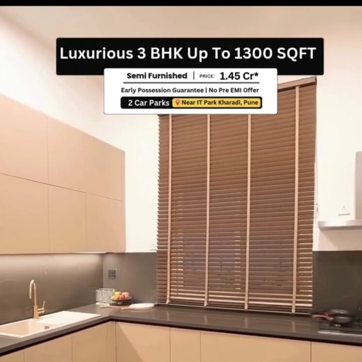 Kitchen, geras-world-of-joy-s 3 Bedroom 1300 Sq.Ft. Apartment In Kharadi Pune 9533892