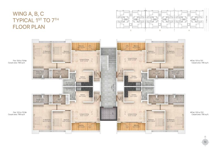 Floor Plan, wadgaon sheri 2 Bedroom 995 Sq.Ft. Apartment In Wadgaon Sheri Pune 9538704
