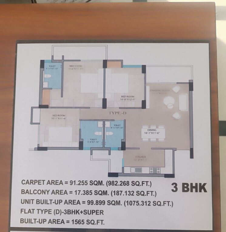 Floor Plan, ved vyas puri phase 2 3 Bedroom 1560 Sq.Ft. Apartment In Ved Vyas Puri  Phase 2 Meerut 9539785