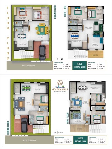 Floor Plan in 4 BHK Villa at Siri Mahagiri Golden Hills, Hayathnagar – for Sale