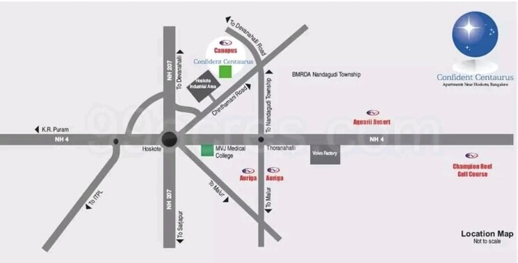 Map Location, confident-centaurus 2 Bedroom 945 Sq.Ft. Apartment In Hoskote Bangalore 9550181