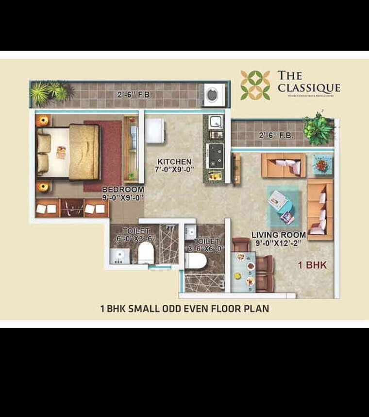 Floor Plan, rugi-colonia 1 Bedroom 425 Sq.Ft. Apartment In Ambernath Thane 9550609