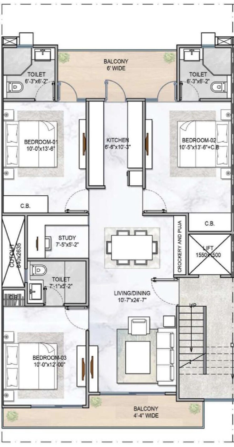Floor Plan, m3m-soulitude 3.5 Bedroom 1494 Sq.Ft. Builder Floor In Sector 89 Gurgaon 9551045
