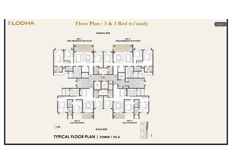 Floor Plan, kharadi 3 Bedroom 1250 Sq.Ft. Apartment In Kharadi Pune 9553695