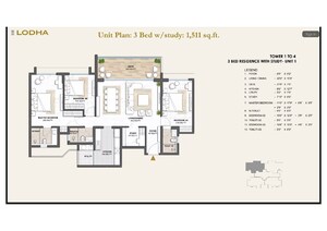 Floor Plan in 3 BHK Apartment at Kharadi – for Sale