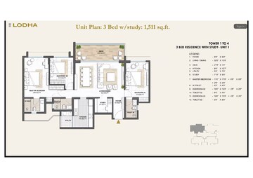 Floor Plan in 3 BHK Apartment at Kharadi – for Sale
