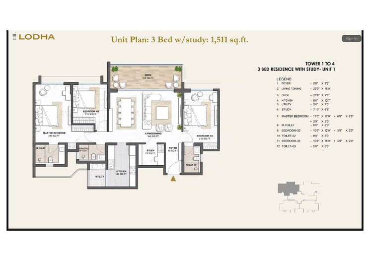 Floor Plan, kharadi 3 Bedroom 1250 Sq.Ft. Apartment In Kharadi Pune 9553695