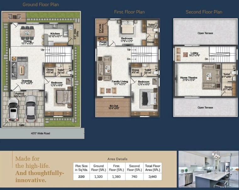 Floor Plan, greater-infra-cs-rao-green-valley 3 Bedroom 3430 Sq.Ft. Villa In Bachupally Hyderabad 9555342