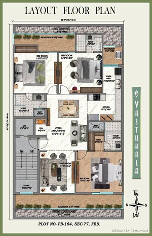 Floor Plan in 3 BHK Builder Floor at BPTP Parklands, Sector 76 – for Sale