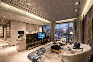 Living Room in 4 BHK Apartment at Rustomjee Crown, Prabhadevi – for Sale