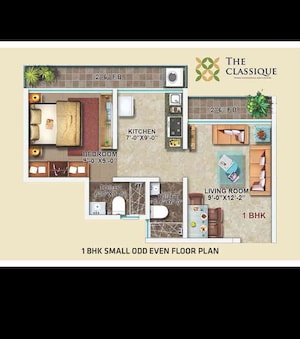 Floor Plan in 1 BHK Apartment at Rugi Colonia, Ambernath – for Sale