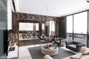 Living Room in 4 BHK Apartment at Vanrai Shopping Premises, Goregaon East – for Rent