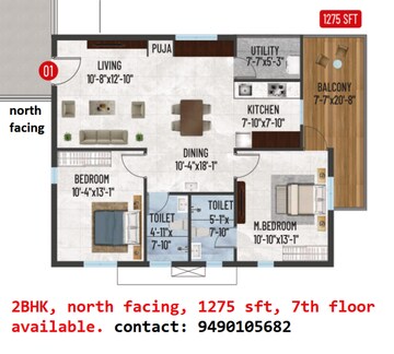 Floor Plan in 2 BHK Apartment at Vajra The Royal Park, Bowrampet – for Sale
