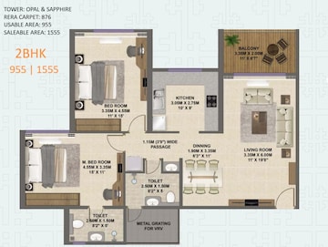 Floor Plan in 2 BHK Apartment at Shreeji Divine, Kharghar Sector 36 – for Sale