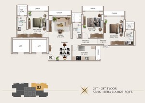 Floor Plan in 3 BHK Apartment at Matunga East – for Sale