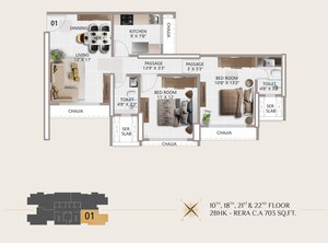 Floor Plan in 3 BHK Apartment at Matunga East – for Sale