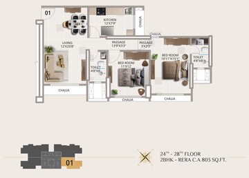Floor Plan in 3 BHK Apartment at Matunga East – for Sale