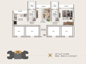 Floor Plan in 3 BHK Apartment at Matunga East – for Sale