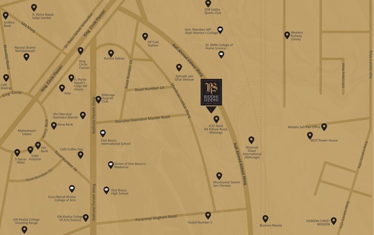 Map Location, matunga east 3 Bedroom 1129 Sq.Ft. Apartment In Matunga East Mumbai 9560027