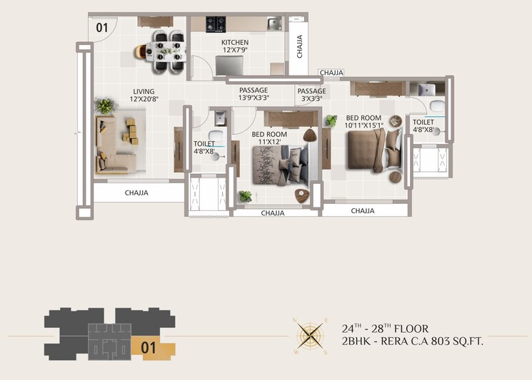 Floor Plan, matunga east 4 Bedroom 1450 Sq.Ft. Apartment In Matunga East Mumbai 9560080