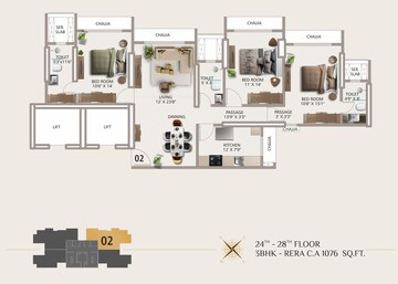 Floor Plan in 4 BHK Apartment at Matunga East – for Sale