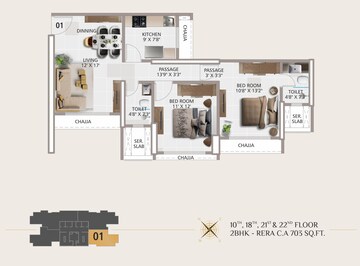 Floor Plan in 4 BHK Apartment at Matunga East – for Sale