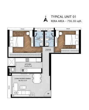 Floor Plan in 1 BHK Apartment at Bluestone Tulsi Heritage, Dadar East – for Sale