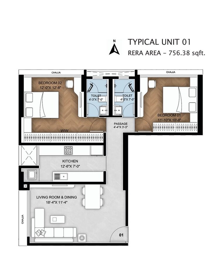 Floor Plan, bluestone-tulsi-heritage 2 Bedroom 723 Sq.Ft. Apartment In Dadar East Mumbai 9560131