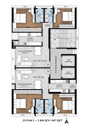 Floor Plan in 2 BHK Apartment at Bluestone Tulsi Heritage, Dadar East – for Sale