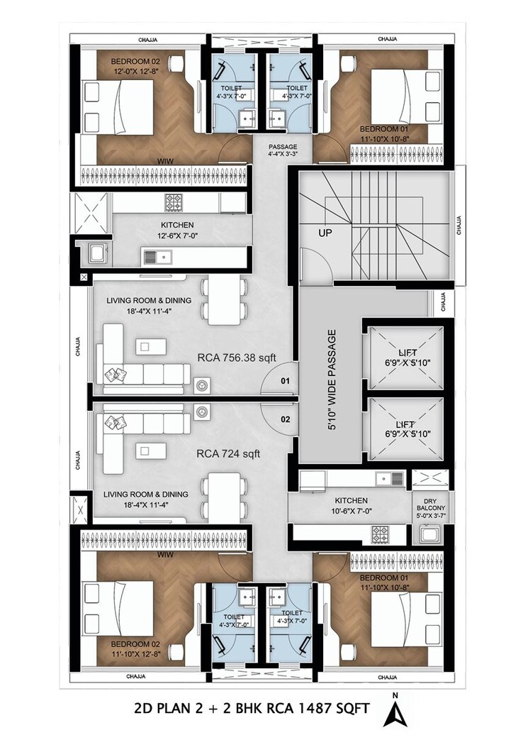 Floor Plan, bluestone-tulsi-heritage 2 Bedroom 723 Sq.Ft. Apartment In Dadar East Mumbai 9560131
