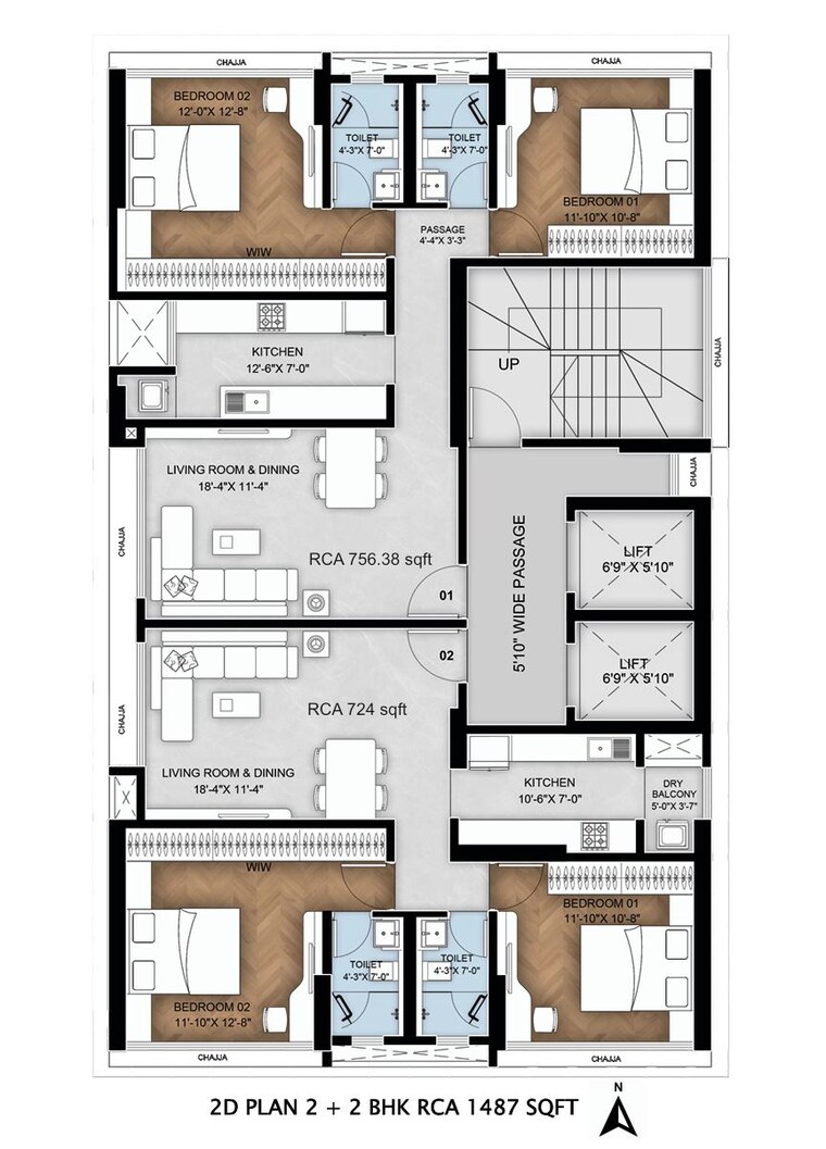 Floor Plan, bluestone-tulsi-heritage 2 Bedroom 723 Sq.Ft. Apartment In Dadar East Mumbai 9560131