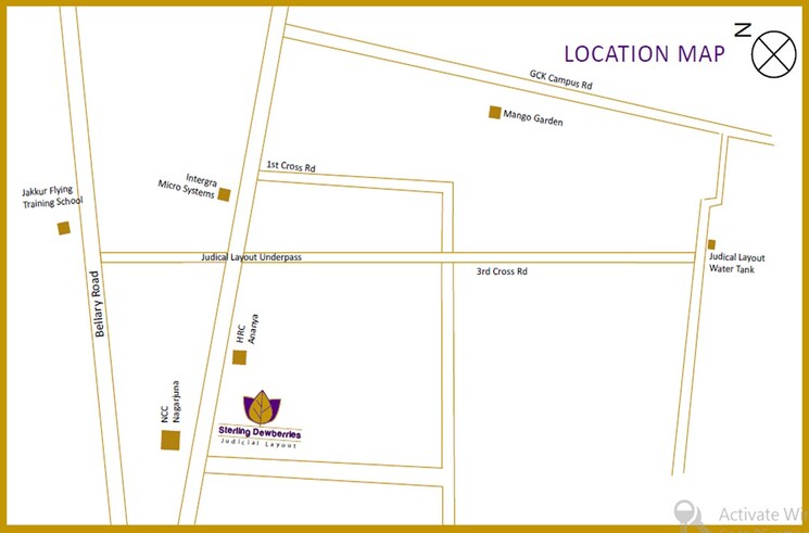 Map Location, sterling-dewberries 3 Bedroom 1360 Sq.Ft. Apartment In Sahakara Nagar Bangalore 9560122