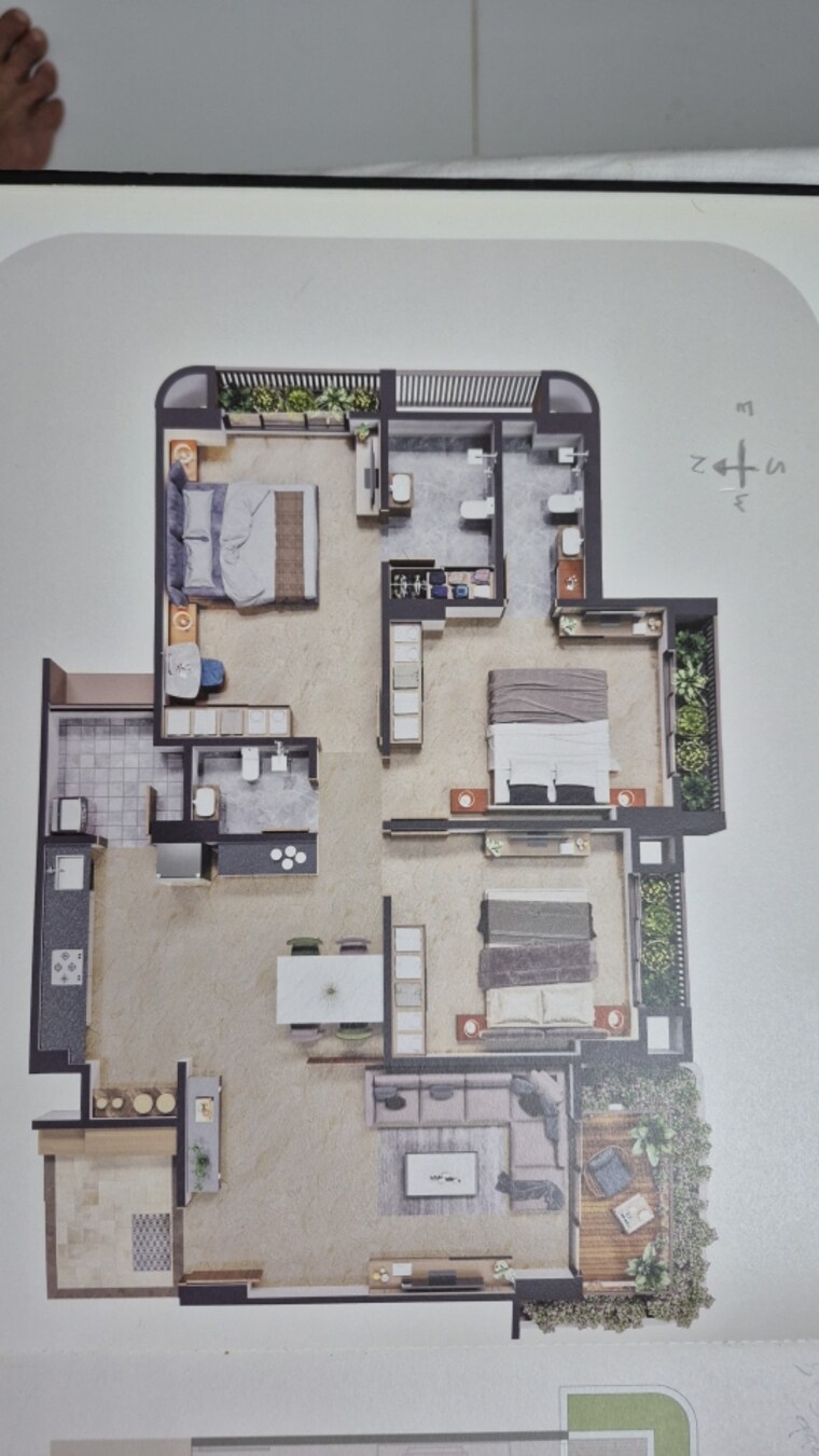 Floor Plan, shela 3 Bedroom 1450 Sq.Ft. Apartment In Shela Ahmedabad 9561548