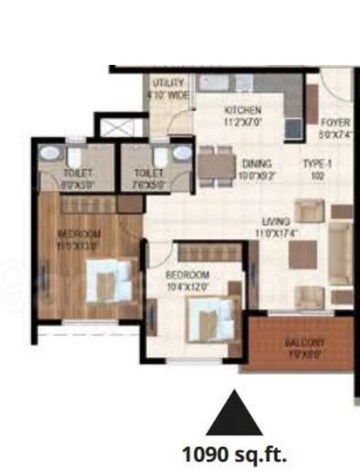 Floor Plan in 3 BHK Apartment at Patel Smondo 2, Electronic City – for Sale