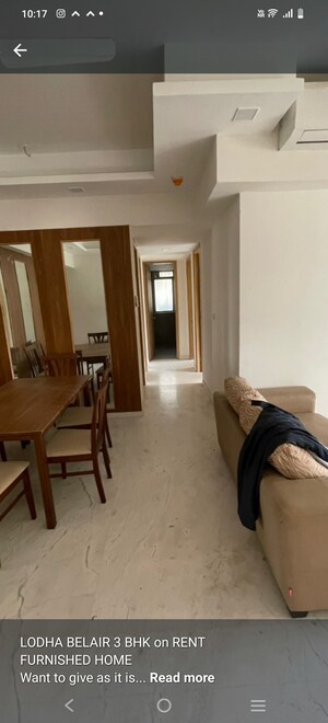 Living Room in 3 BHK Apartment at Lodha Bel Air, Jogeshwari West – for Rent