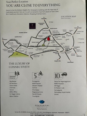 3 BHK Builder Floor – Map Location View at Vasavis Solitaire Heights, Ameerpet - for Sale