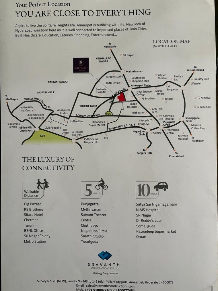 Map Location, vasavis-solitaire-heights 3 Bedroom 1760 Sq.Ft. Builder Floor In Ameerpet Hyderabad 9565403