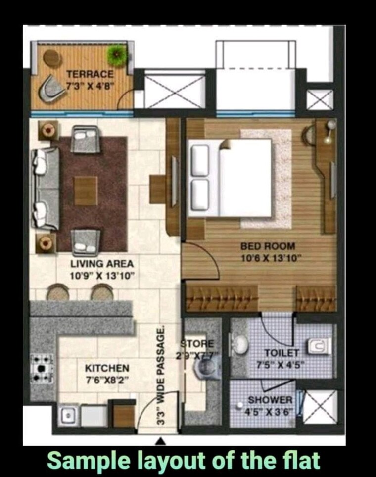 Floor Plan, lodha-belmondo 1 Bedroom 711 Sq.Ft. Apartment In Gahunje Pune 9567243