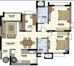 Floor Plan in 3 BHK Apartment at Prestige Sunrise Park, Electronic City Phase I – for Sale