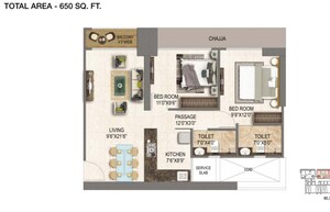 Floor Plan in 2 BHK Apartment at Kandivali West – for Sale